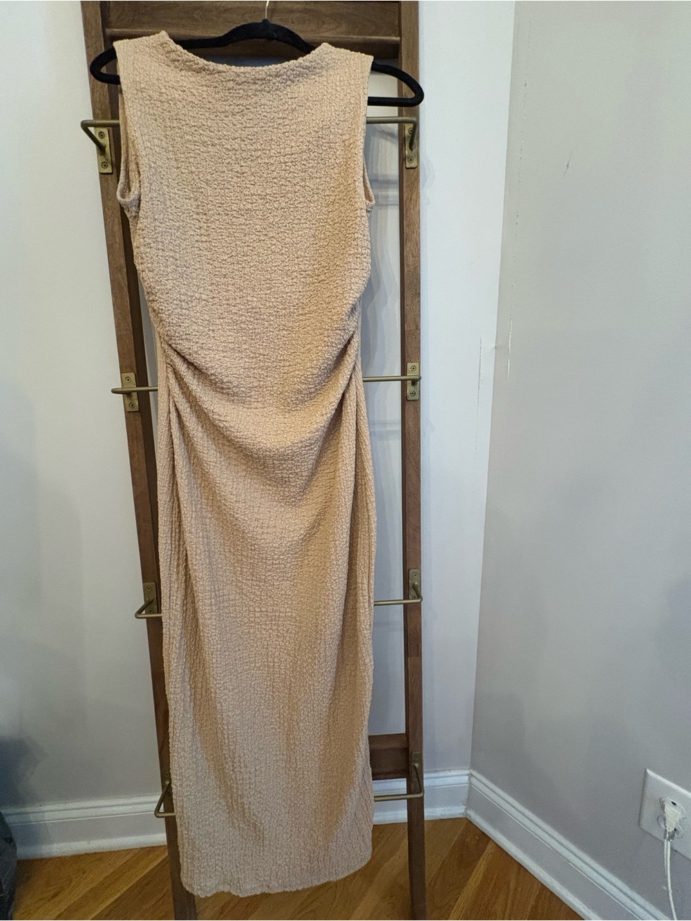 Sunday Sleeveless Textured Cream Maxi Dress